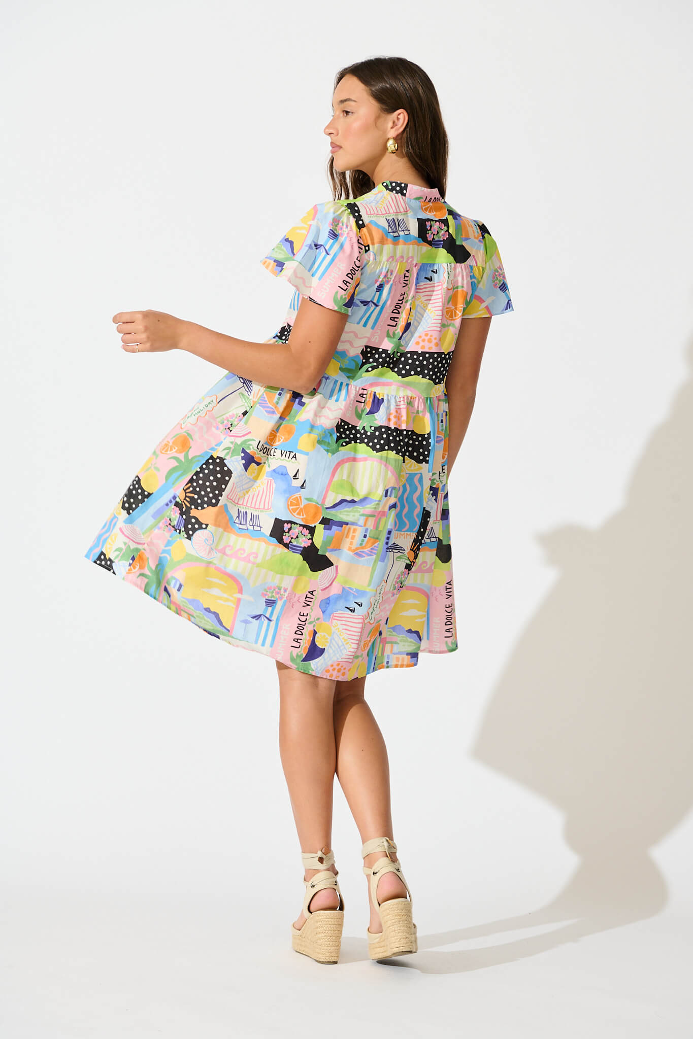 Dana Smock Dress in Multi Summer Print Cotton