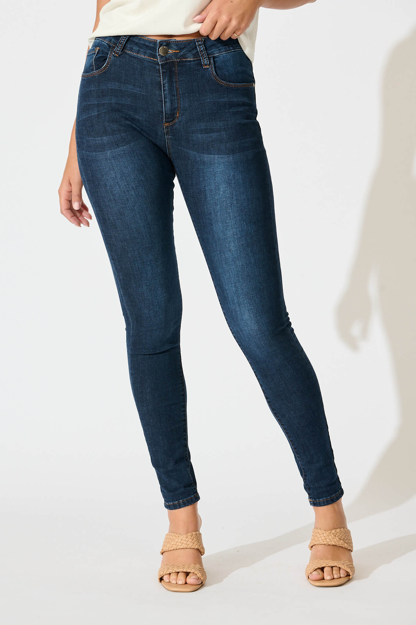Siren High Rise Skinny Jean in Mid Blue Denim