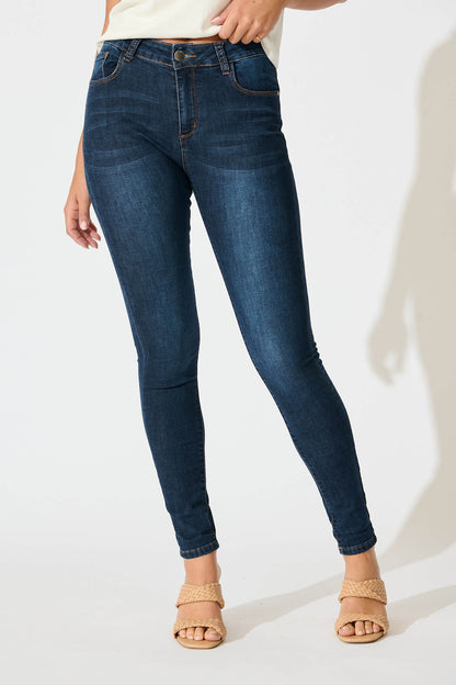 Siren High Rise Skinny Jean in Mid Blue Denim
