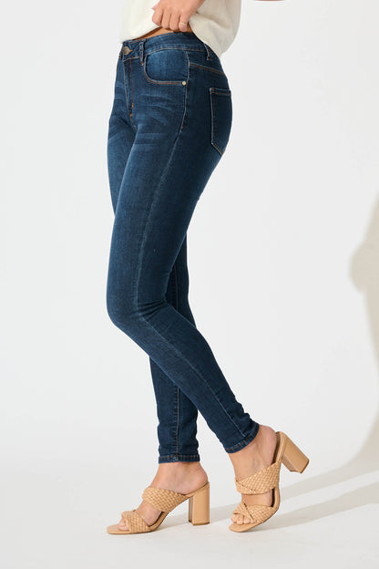 Siren High Rise Skinny Jean in Mid Blue Denim