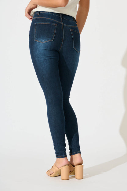 Siren High Rise Skinny Jean in Mid Blue Denim