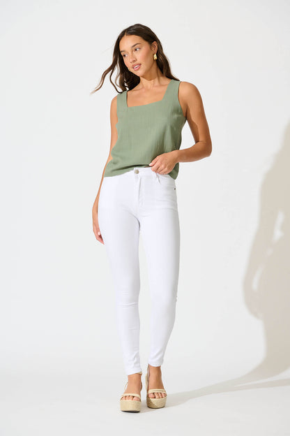 PRE ORDER Siren High Rise Skinny Jean In White Denim