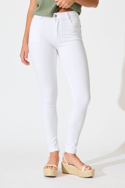 PRE ORDER Siren High Rise Skinny Jean In White Denim