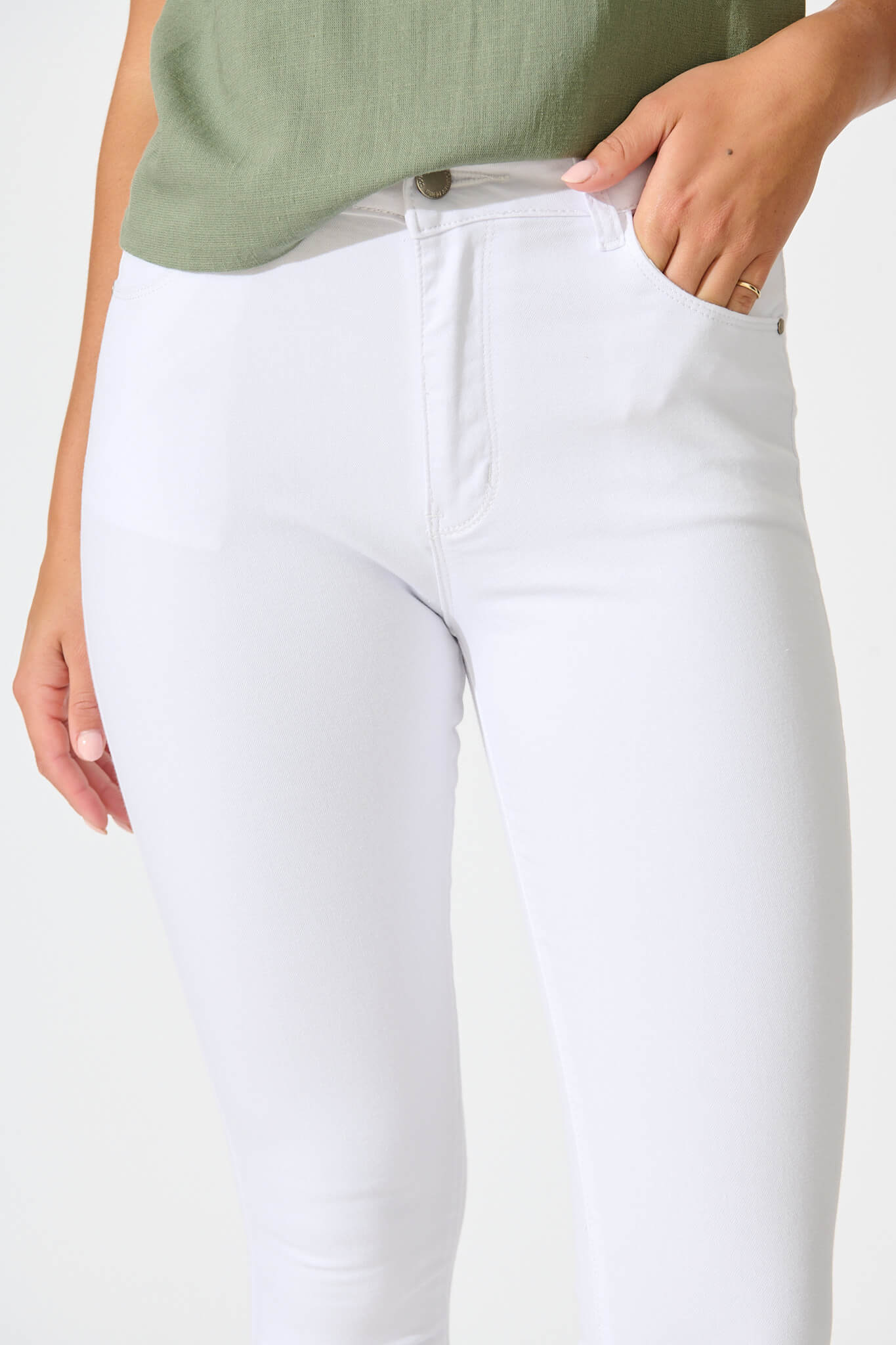 PRE ORDER Siren High Rise Skinny Jean In White Denim