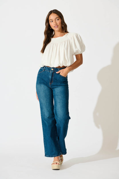 Maxille High Rise Wide Leg Jean in Dark Blue Denim