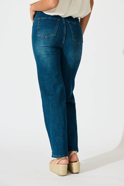 Maxille High Rise Wide Leg Jean in Dark Blue Denim