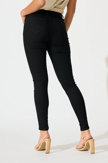Siren High Rise Skinny Jean in Black Denim