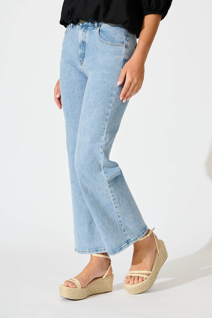 Ocean Road High Rise Wide Leg Jean in Light Blue Denim