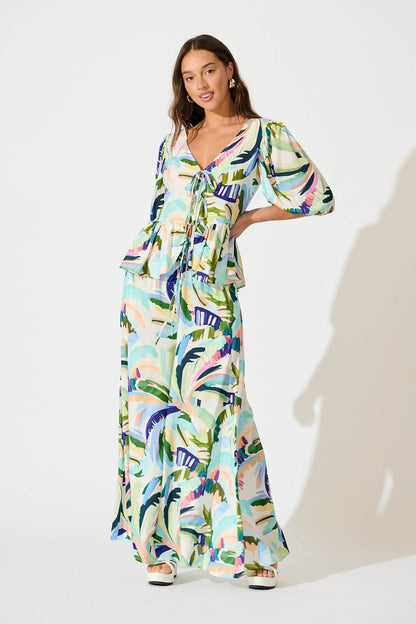 Lucia Pant in Multi Green Print