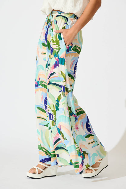 Lucia Pant in Multi Green Print