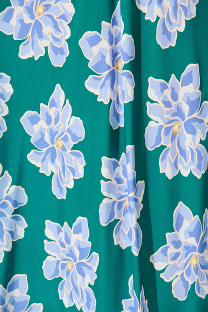 Farrell Maxi Skirt In Emerald With Blue Floral