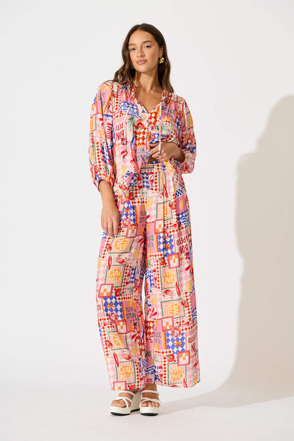 Gilligan Pant In Multi Conversational Print