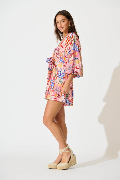 Otillie Playsuit In Multi Conversational Print