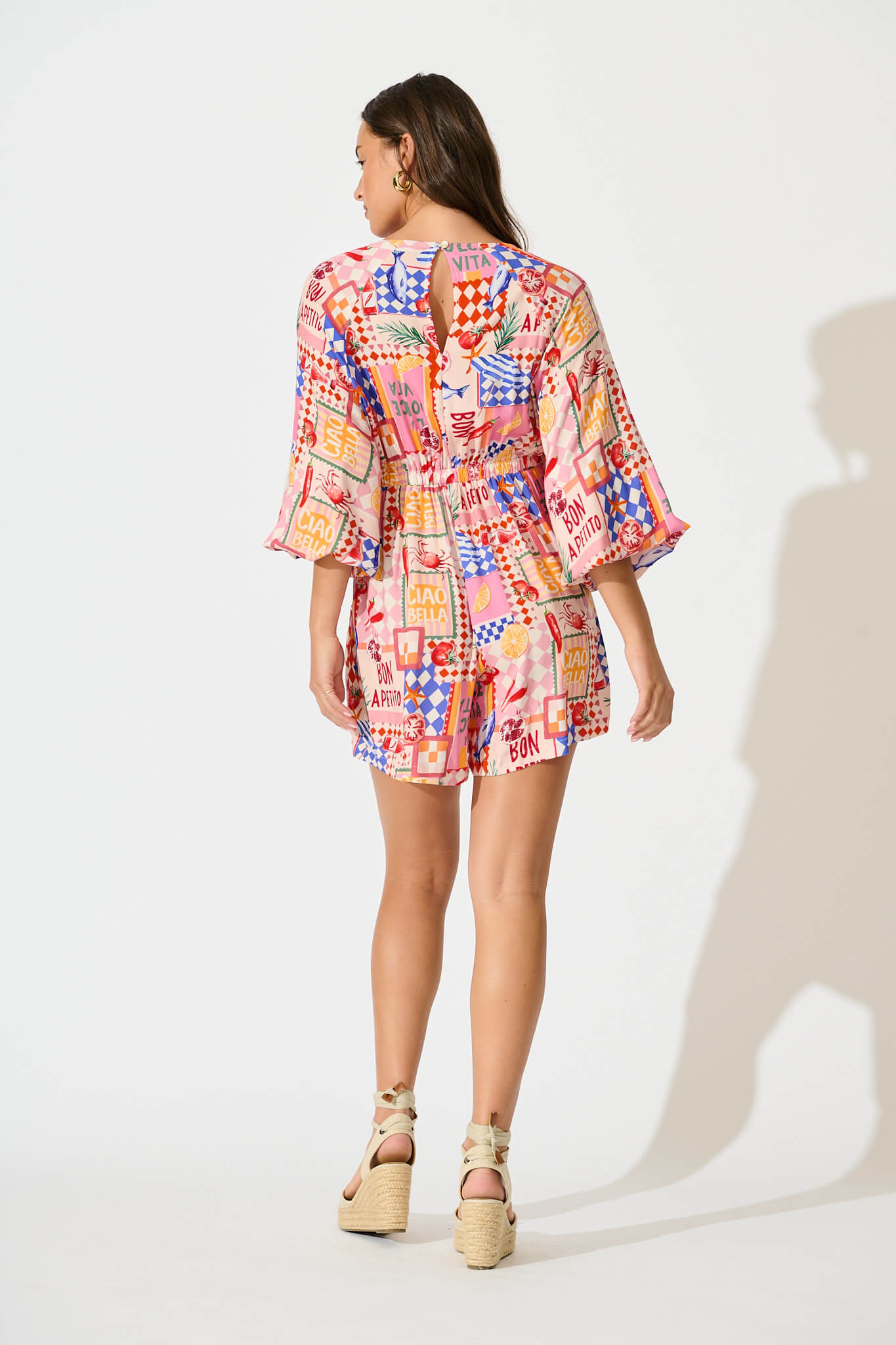 Otillie Playsuit In Multi Conversational Print