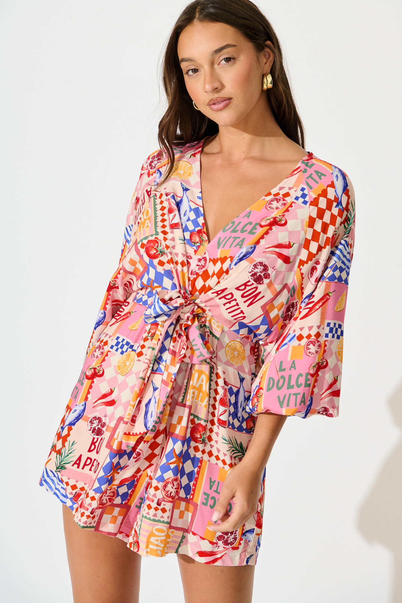 Otillie Playsuit In Multi Conversational Print