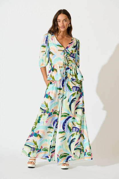 My All Top in Multi Green Print