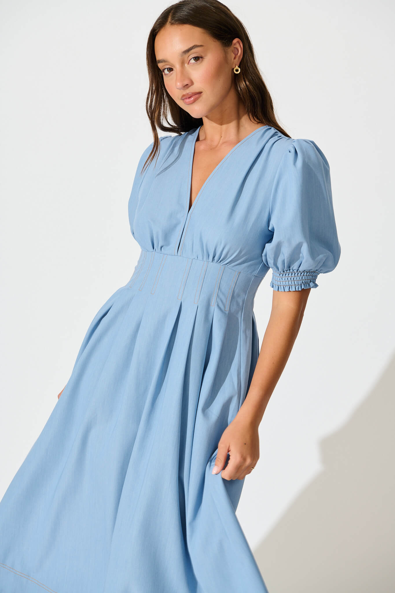 Hazelina Midi Dress in Blue