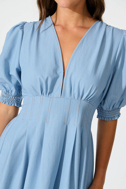 Hazelina Midi Dress in Blue