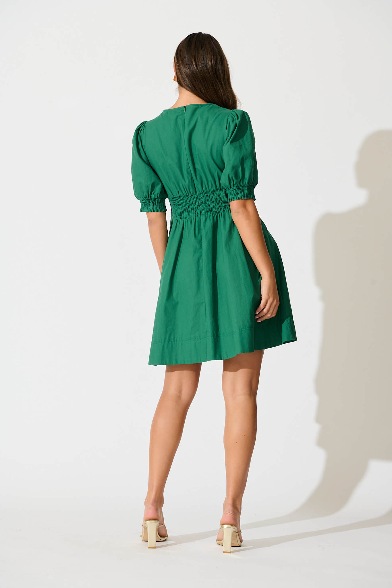 Hazel Dress in Emerald Green Cotton