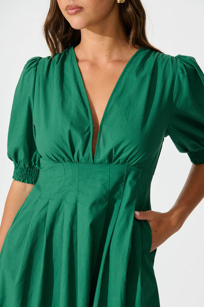 Hazel Dress in Emerald Green Cotton