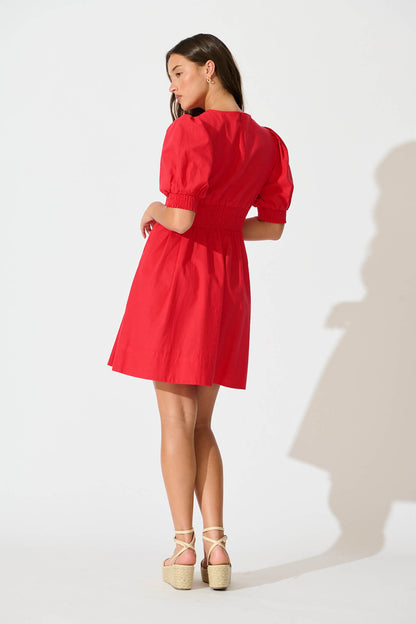 Hazel Dress in Red Cotton