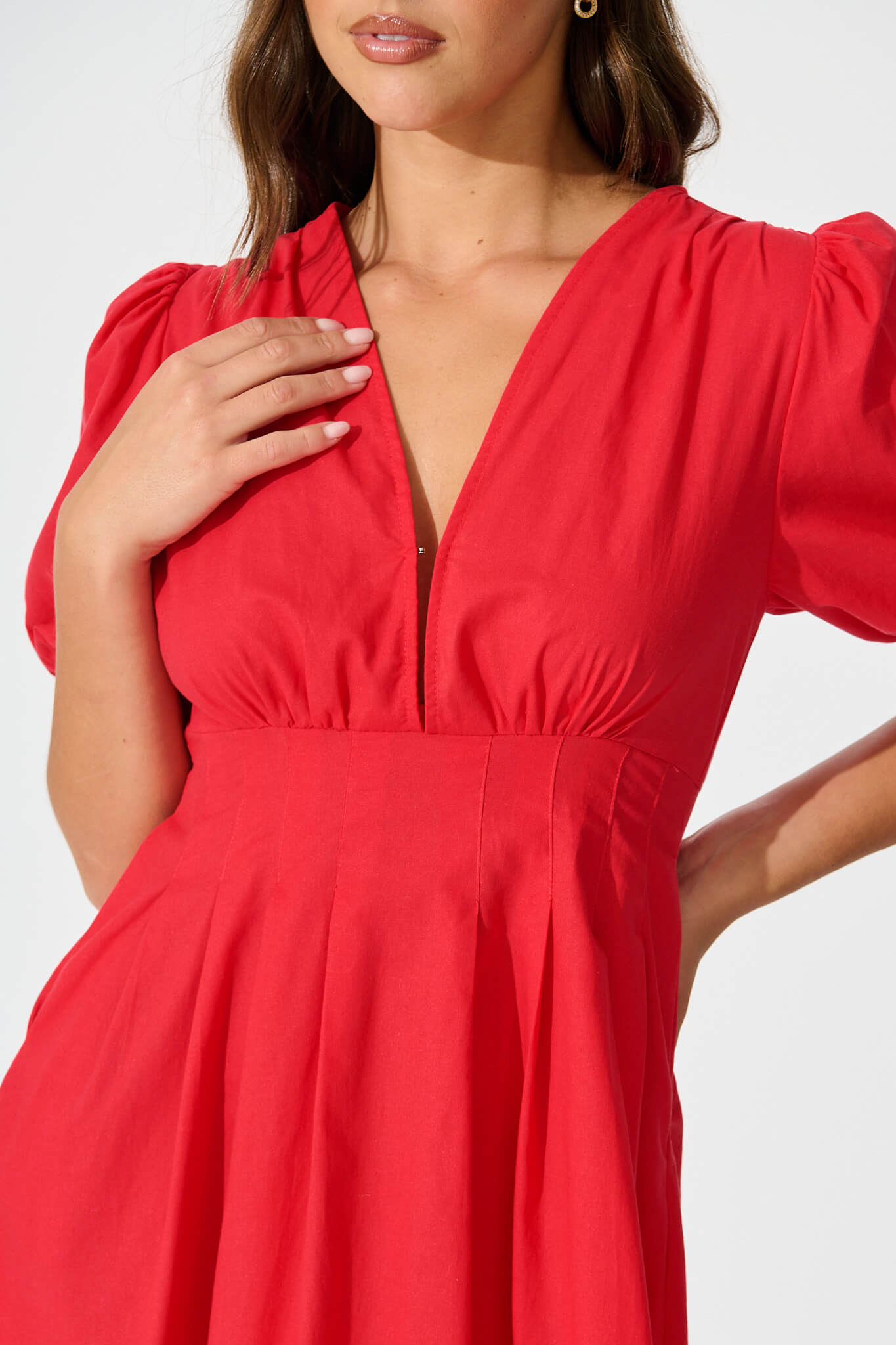 Hazel Dress in Red Cotton