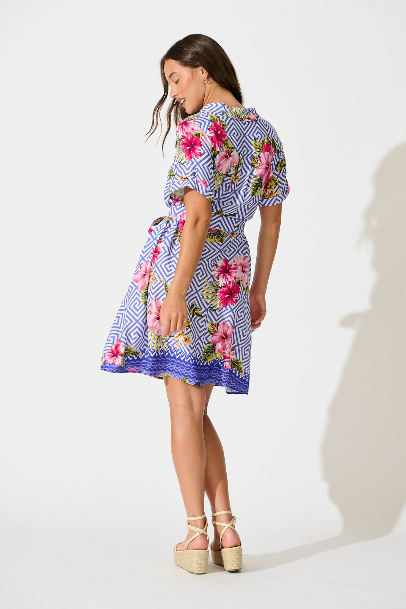 Winola Shirt Dress in Blue with Multi Floral Print
