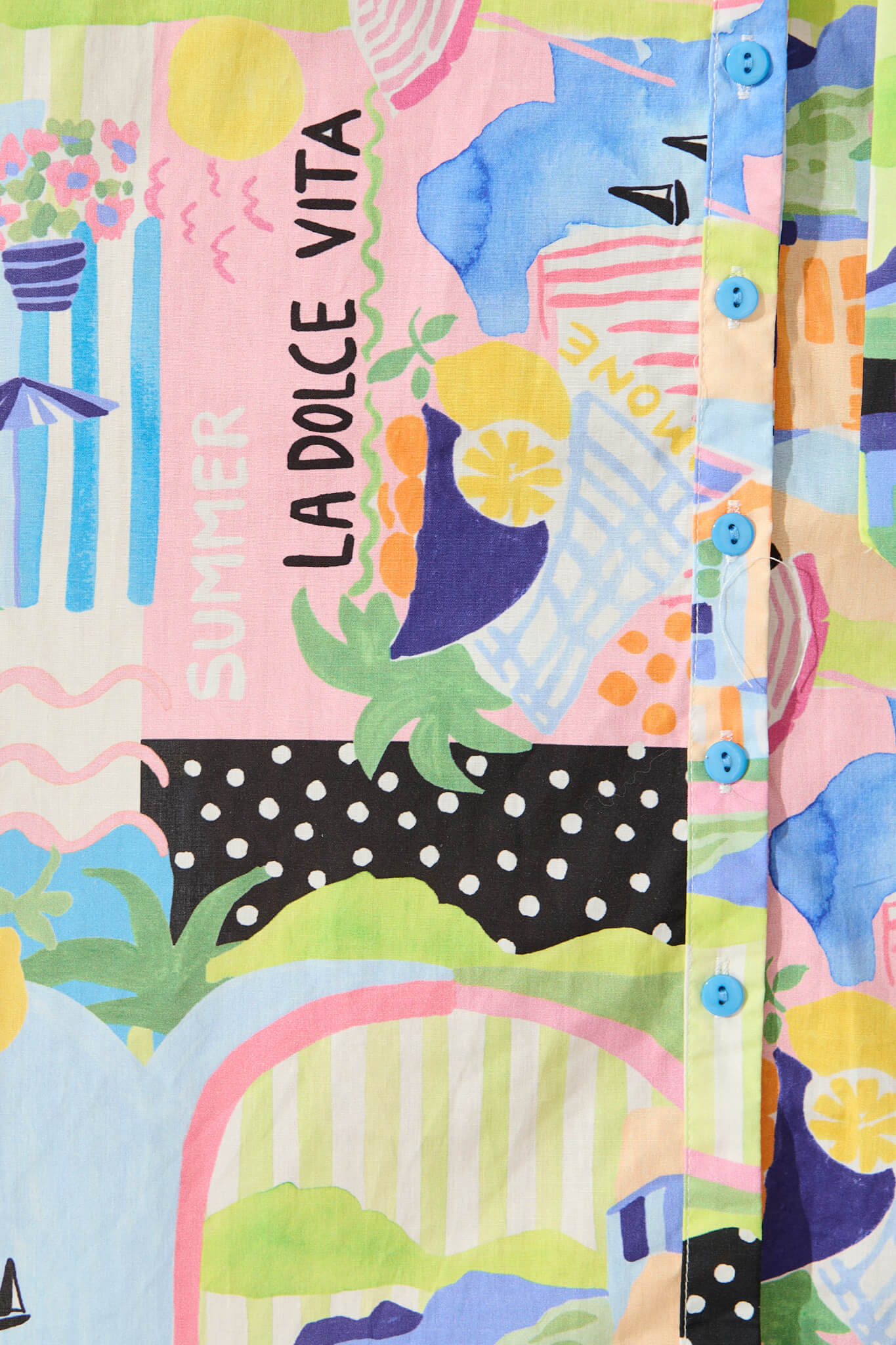 Saskia Midi Shirt Dress in Multi Summer Print Cotton