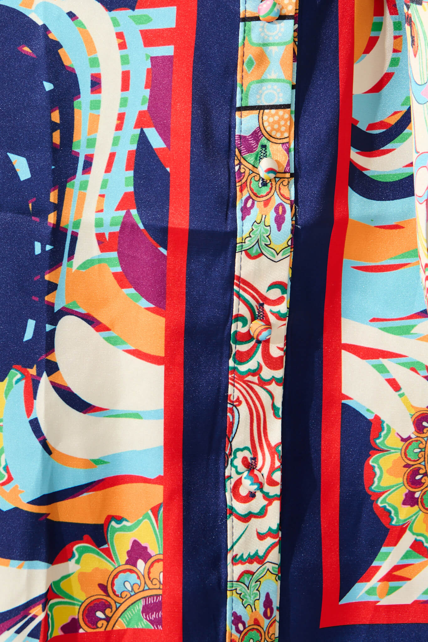 Gabrielino Shirt Dress In Navy Multi Print Satin