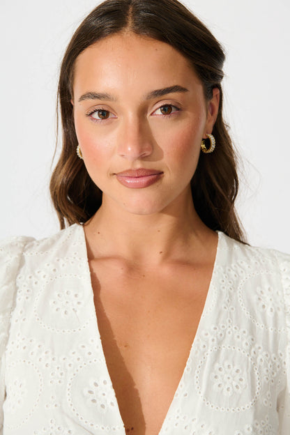 Airlie Hoop Earrings in Gold with Rhinestone