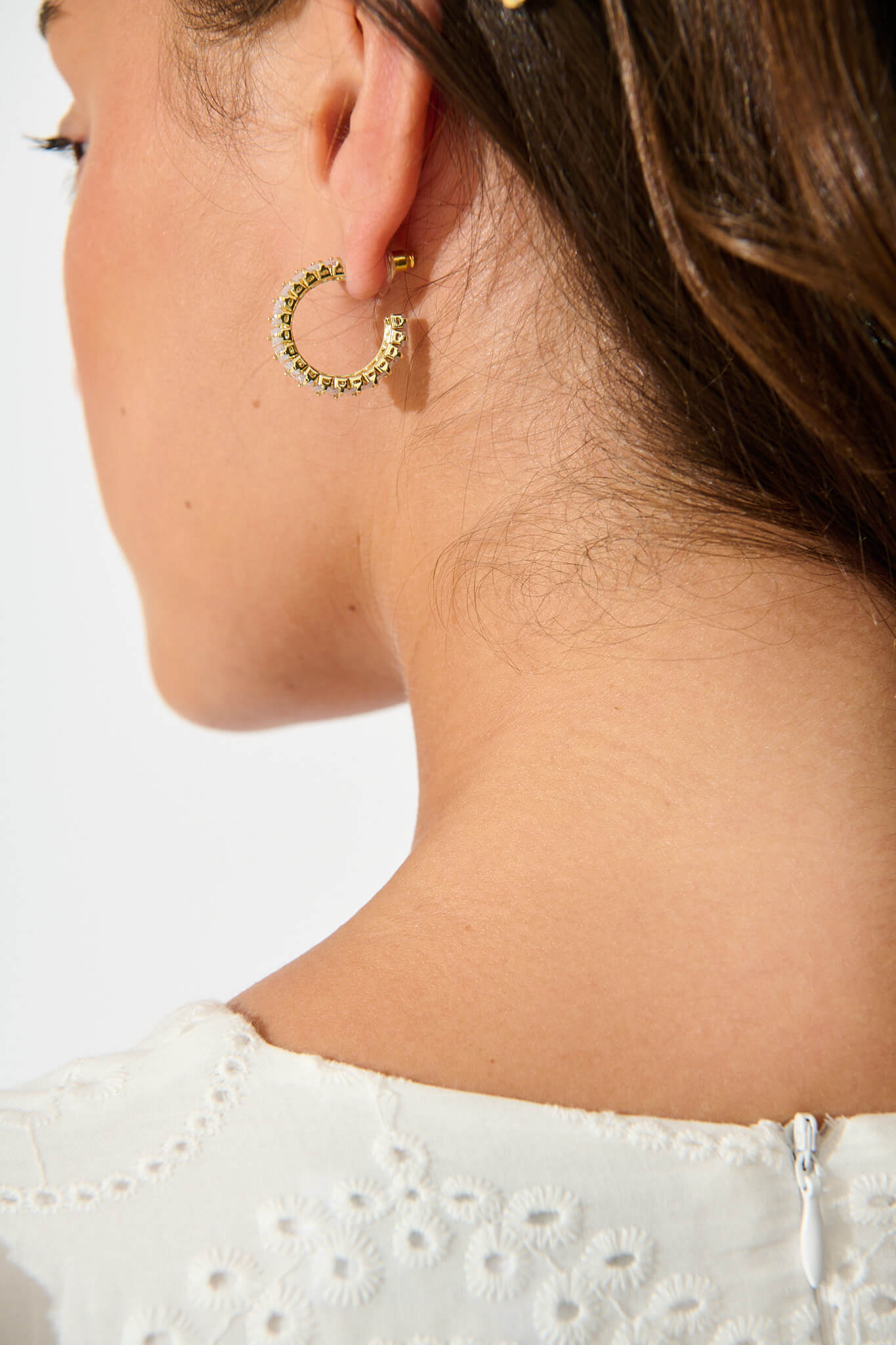 Airlie Hoop Earrings in Gold with Rhinestone