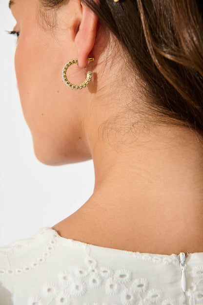 Airlie Hoop Earrings in Gold with Rhinestone