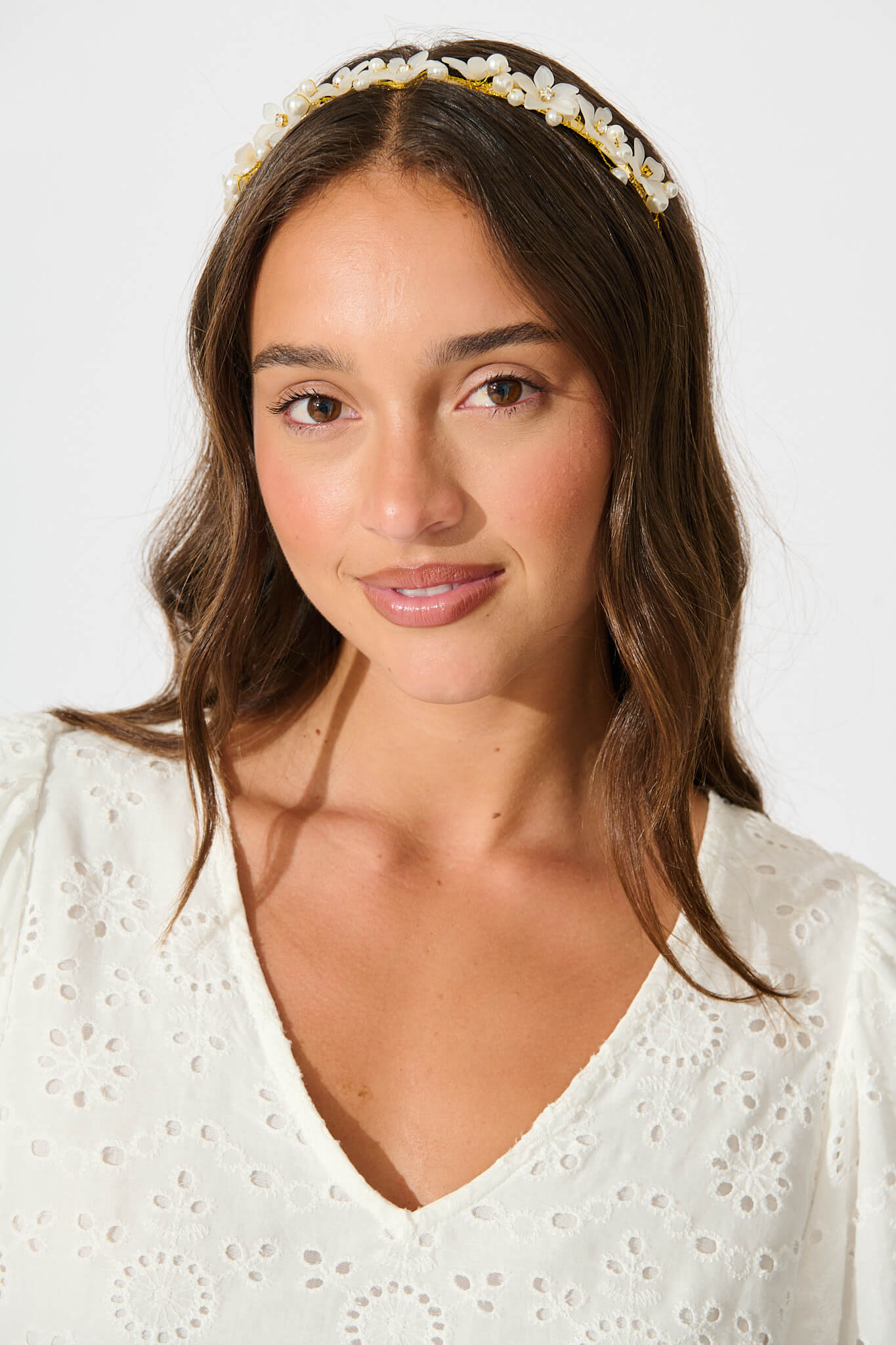 Kemina Headband in Gold with Pearl