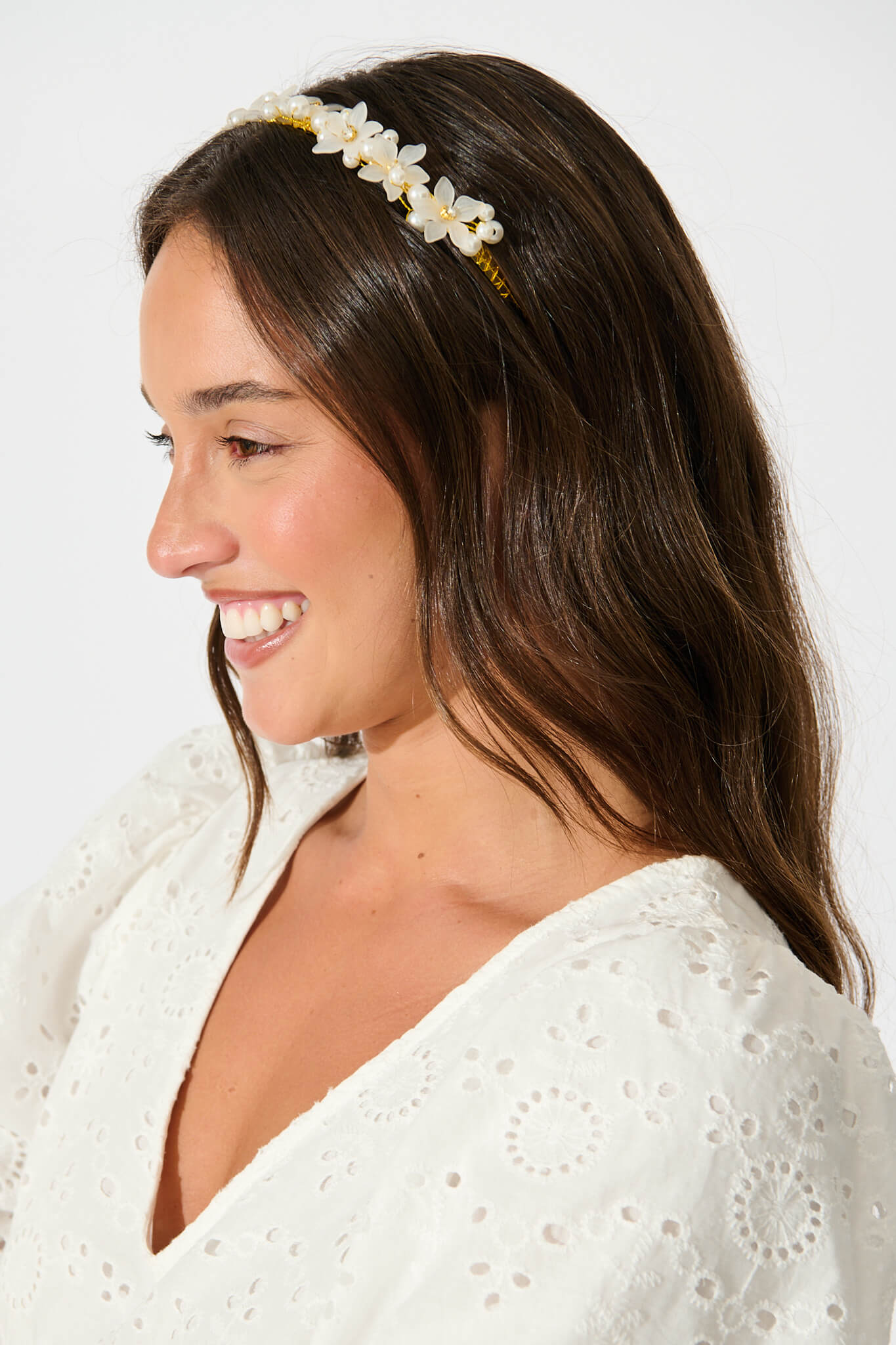 Kemina Headband in Gold with Pearl