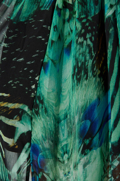 PRE ORDER Kiss Me Halter Neck Maxi Dress in Green Multi Chiffon