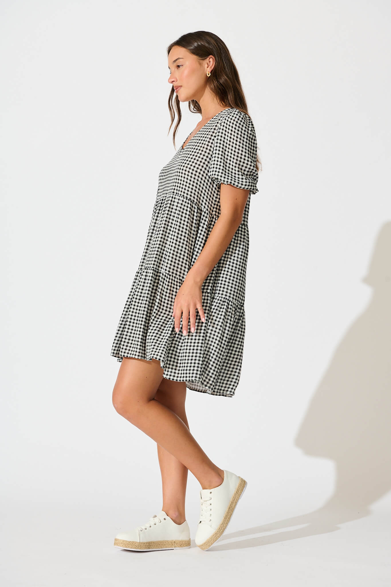 Neveen Smock Dress in Black Gingham