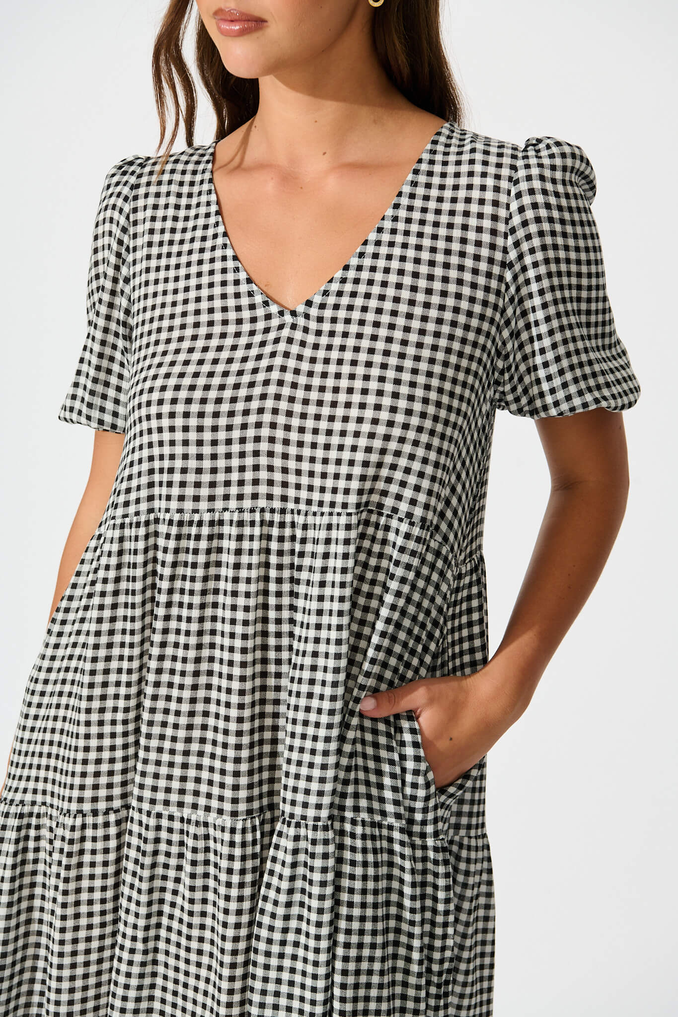 Neveen Smock Dress in Black Gingham