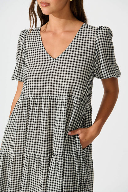 Neveen Smock Dress in Black Gingham