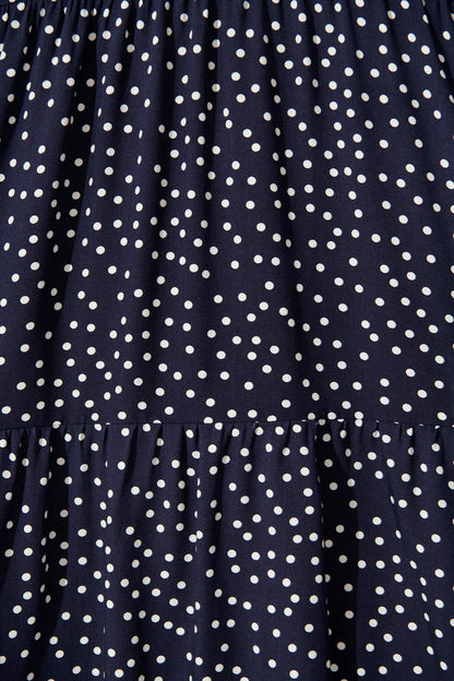 Neveen Smock Dress in Navy with White Spots