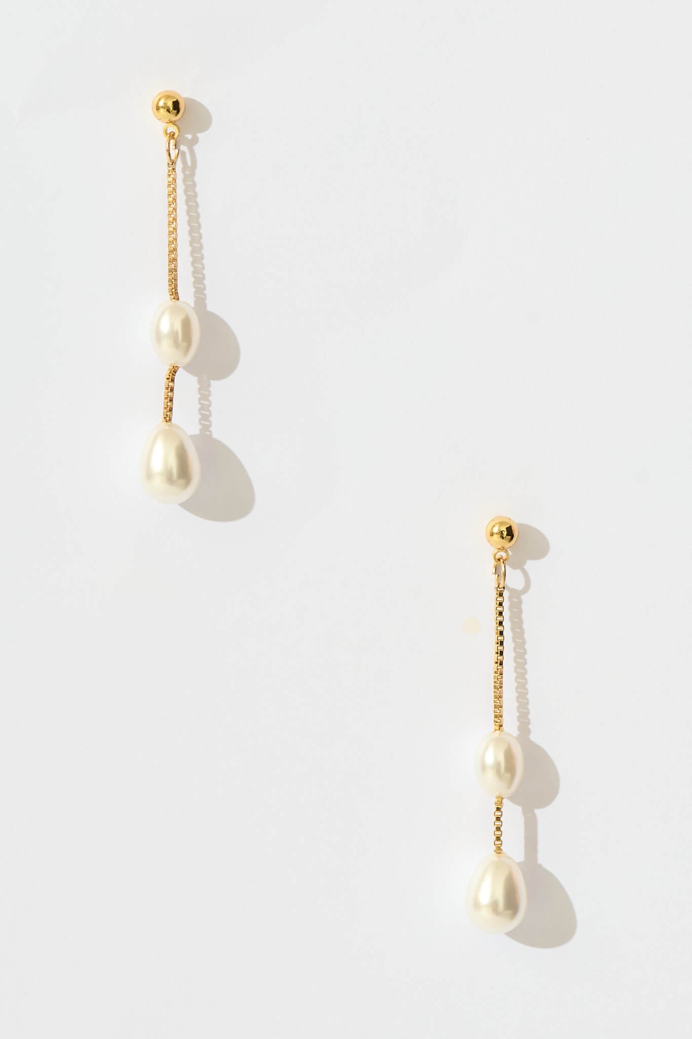 Dainty Drop Pearl Earrings in Gold
