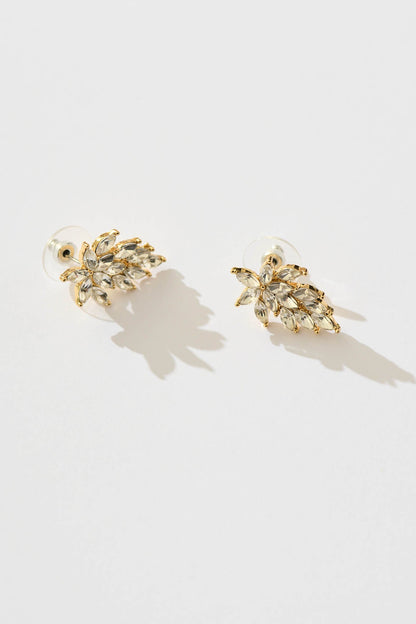 Artesia Stud Earrings in Gold Diamante
