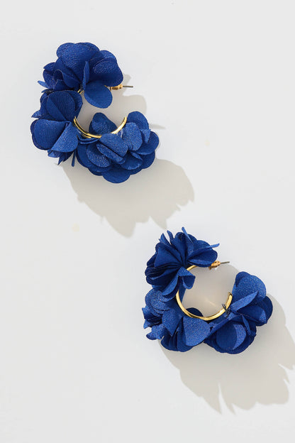 Davika Hoop Earring in Navy Petals