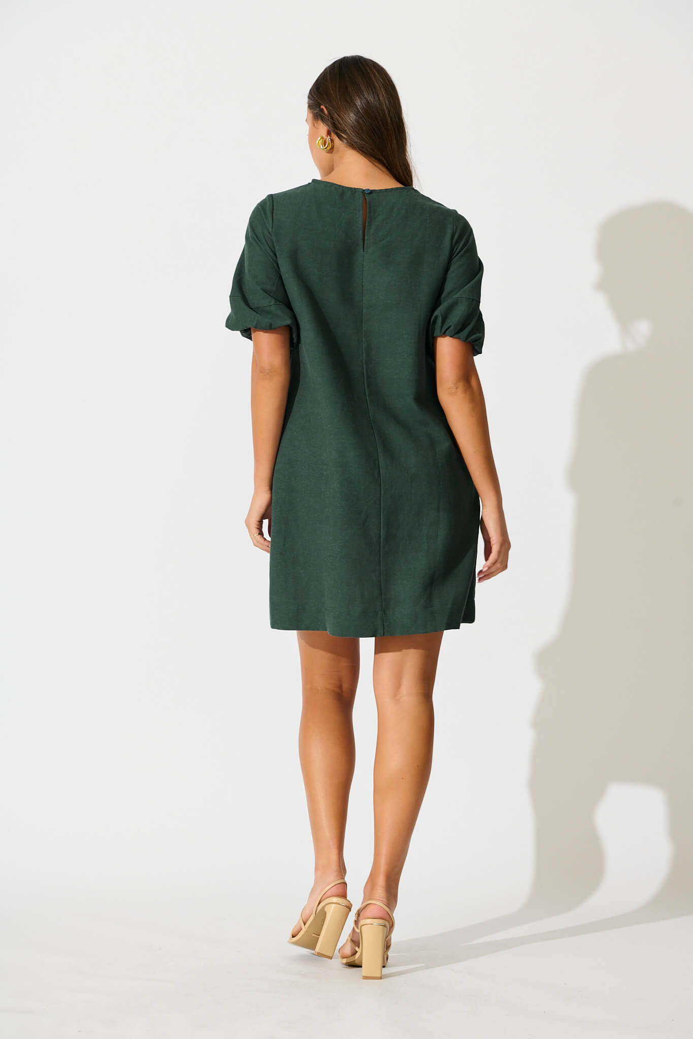 Kyoto Dress In Emerald Cotton Linen