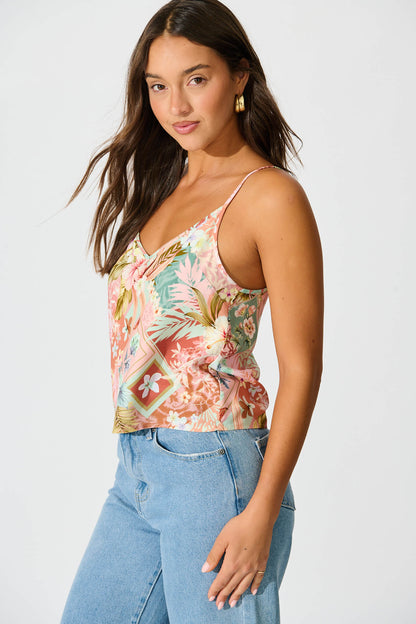 Negroni Cami Top in Tropical Patchwork Print