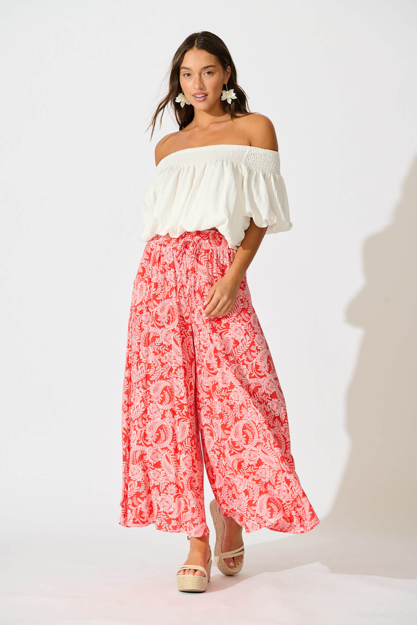 Mariah Petite Pant in Red Paisley