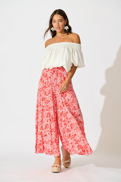 Mariah Petite Pant in Red Paisley