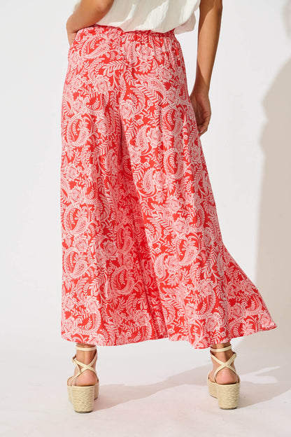 Mariah Petite Pant in Red Paisley