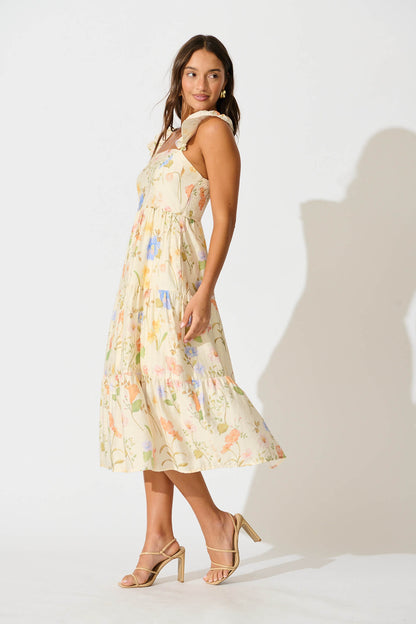 Alessia Midi Sundress in Cream Multi Floral
