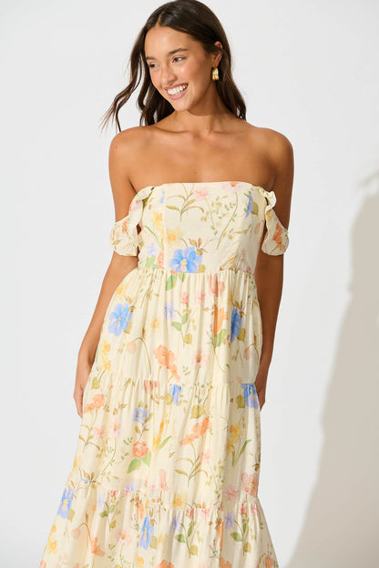 Alessia Midi Sundress in Cream Multi Floral