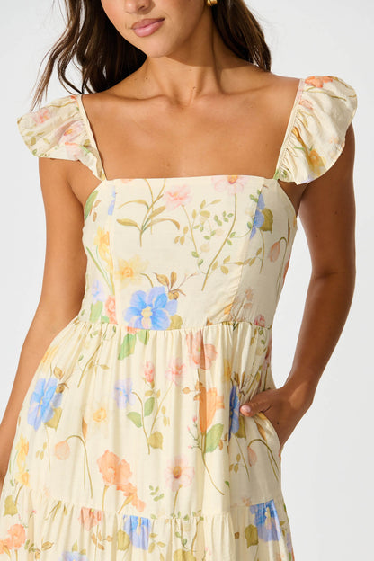 Alessia Midi Sundress in Cream Multi Floral